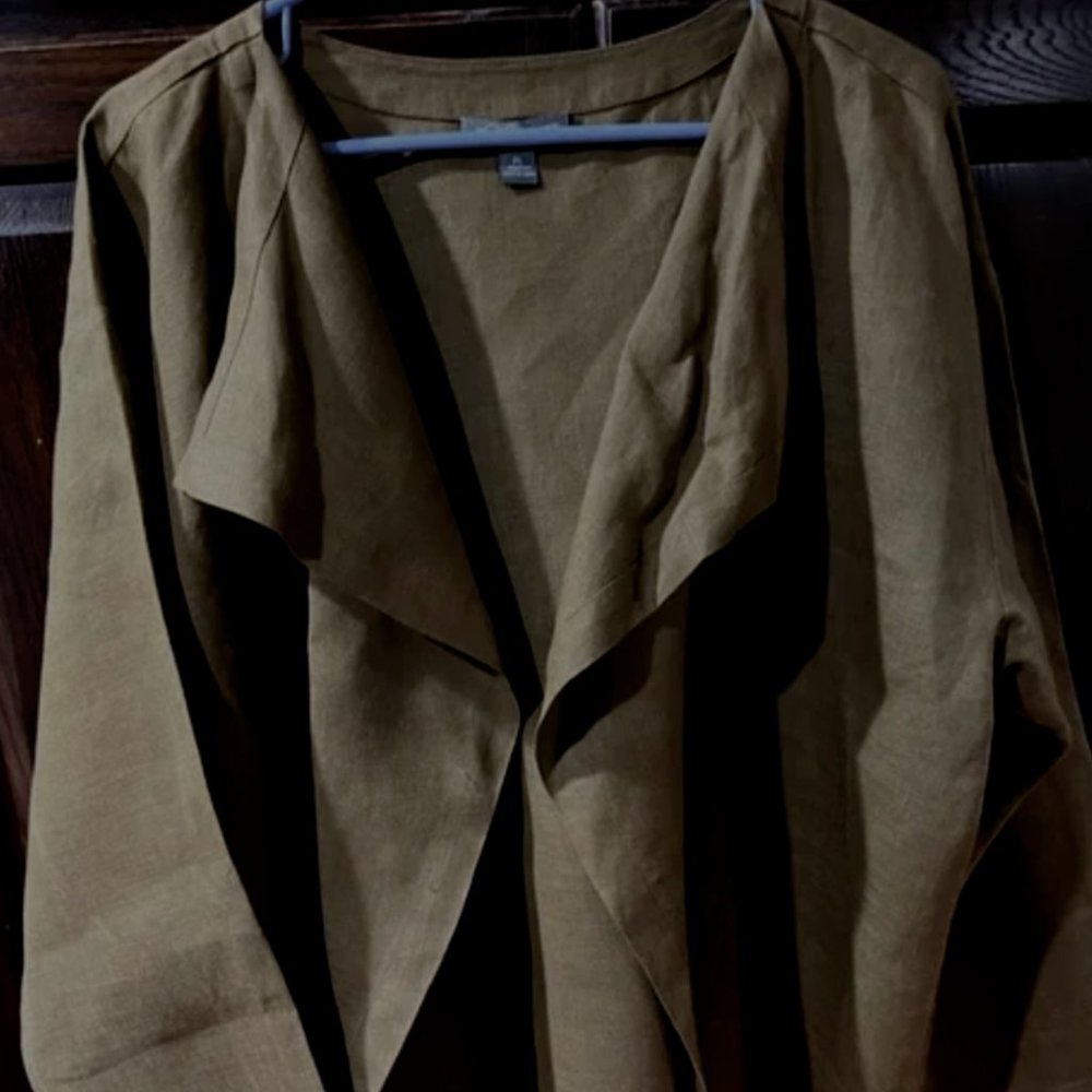 GO SILK Linen Blazer XL Olive Green